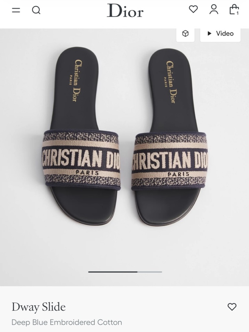 Dior women’s deep blue Dway slide